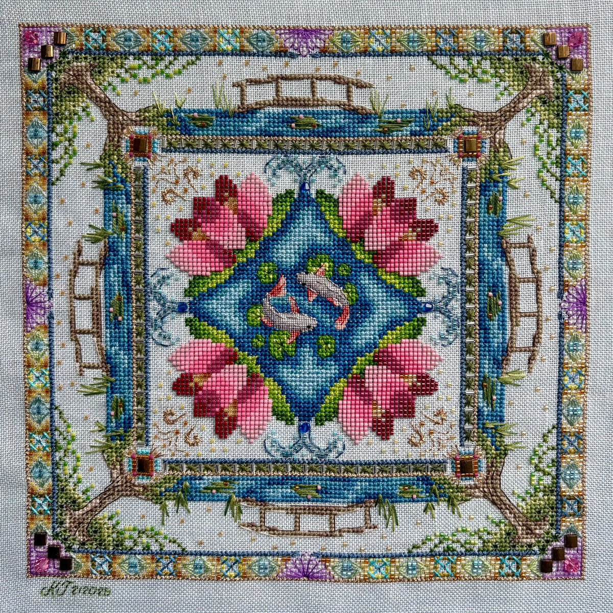 Water Lily Beaded Tile